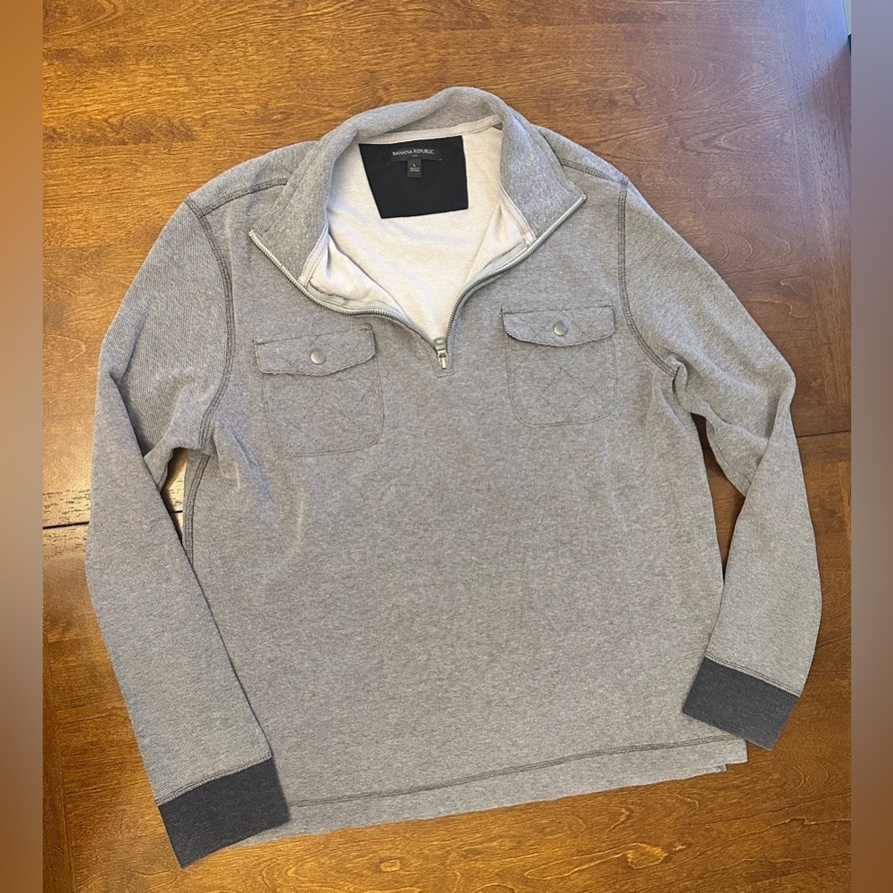 Banana Republic Men's Gray Zip-Up Sweater